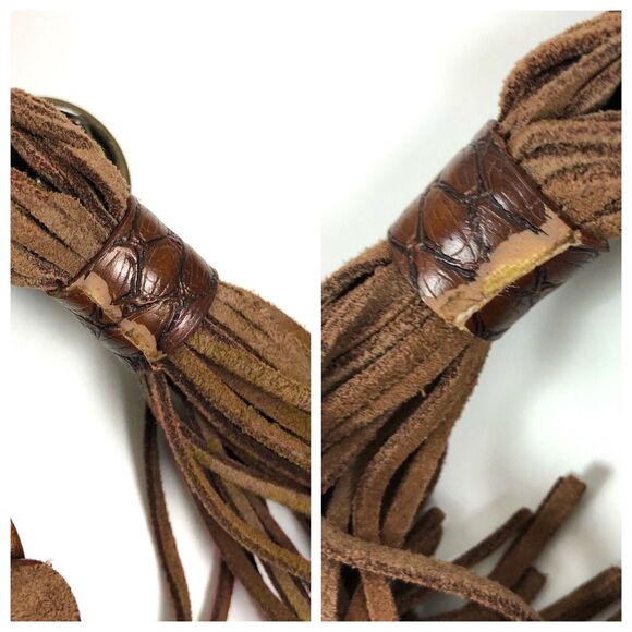 JESSICA SIMPSON Brown Faux Leather Reptile Tassle Shoulder Bag Purse - Picture 10 of 12